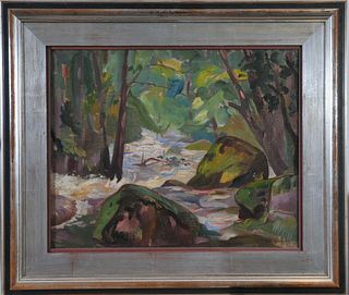 FOREST STREAM OIL PAINTING