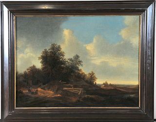 LANDSCAPE OF A WOODED FIELD OIL PAINTING