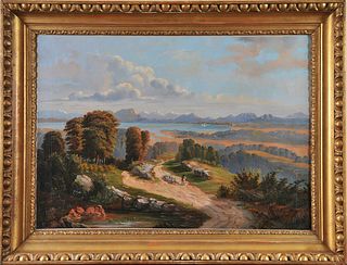 LANDSCAPE WITH A SHEPERD AND HIS FLOCK OIL PAINTING