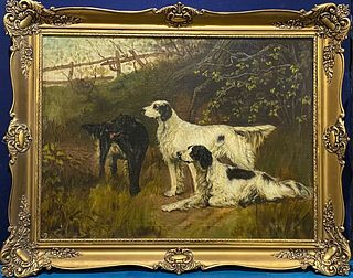 SETTERS IN THE FOREST OIL PAINTING