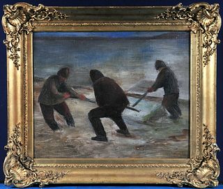 ICE CUTTERS OIL PAINTING