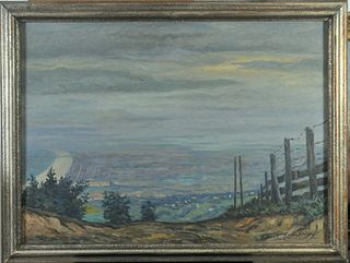 VIEW OF THE DANUBE OIL PAINTING