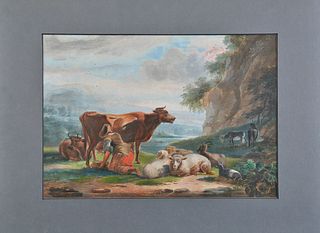 YOUNG GIRL MILKING A COW