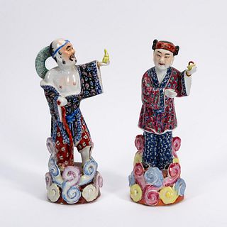 2 CHINESE FAMILLE ROSE PORCELAIN IMMORTAL FIGURES
