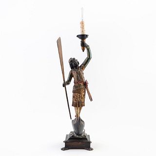 ITALIAN POLYCHROME BLACKAMOOR GONDOLIER LAMP