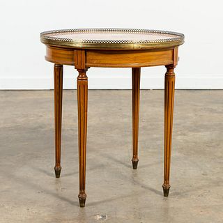 FRENCH FRUITWOOD BOUILLOTTE TABLE WITH PINK MARBLE