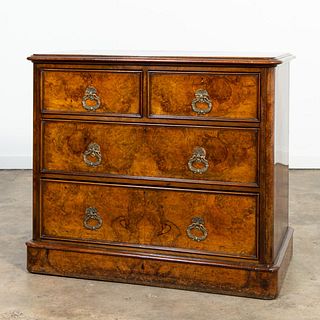 FOUR-DRAWER LOUIS PHILIPPE BURLWOOD COMMODE