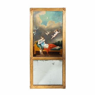 19TH C. FRENCH TRUMEAU MIRROR, CLASSICAL PAINTING