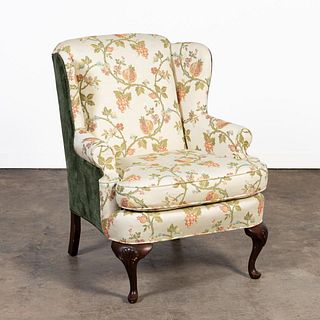 QUEEN ANNE-STYLE WINGBACK FRUIT UPHOLSTERED CHAIR