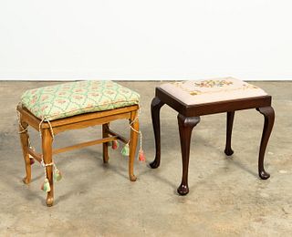 TWO QUEEN ANNE-STYLE BENCHES OR STOOLS