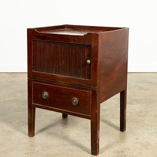 ENGLISH CARVED MAHOGANY BEDSIDE COMMODE