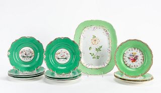 12PC COMBINED APPLE GREEN & WHITE CHINA SET