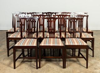 SET 12, CHIPPENDALE MAHOGANY CHAIRS, 1770 & LATER