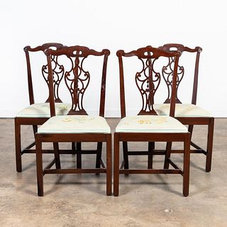 SET FOUR, 19TH C. CHIPPENDALE-STYLE SIDE CHAIRS