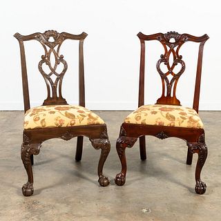 PAIR, CHIPPENDALE-STYLE MAHOGANY SIDE CHAIRS