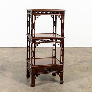 CHINESE CHIPPENDALE STYLE MAHOGANY 3 TIER ETAGERE