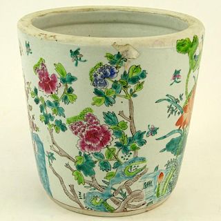Chinese Famille Rose Jardinière. Unsigned. Good condition. Measures 8" H x 8" W. Shipping $42.00