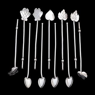 STERLING SILVER AND PLATED JULEP SPOONS, 11PC