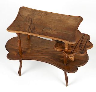 An Emile Galle 1900 Exposition marquetry table