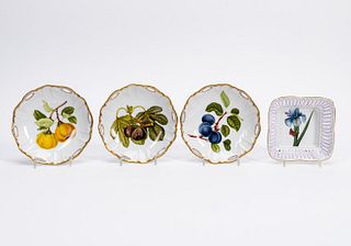 FOUR ANNA WEATHERLEY HAND PAINTED PORCELAIN DISHES