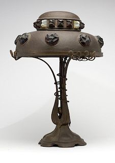 An Austrian Art Nouveau jeweled table lamp