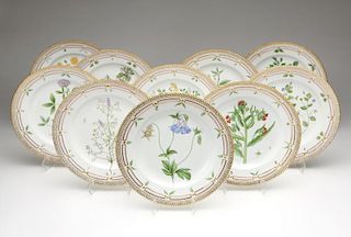 Royal Copenhagen ''Flora Danica'' dinner plates