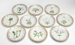 Royal Copenhagen ''Flora Danica'' luncheon plates