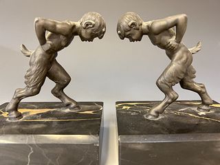 Pair of Bronze Satyr Bookends