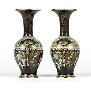 A pair of Japanese Inaba cloisonne vases