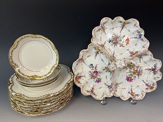Limoges Plates and Dresden Dish