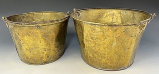 Two Antique Brass Buckets