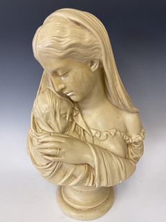 Mother and Child Plaster Bust