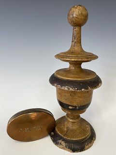 Painted Finial and Snuff Box