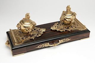 A coromandel wood and gilt-bronze book stand