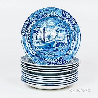 Eleven Blue and White Transfer-decorated Tablewares