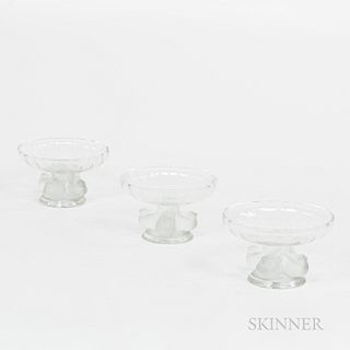 Three Lalique Nogent Footed Bowls