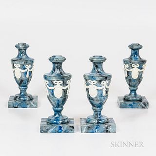 Set of Four Modern Neoclassical-style Faux-marbleized Decorative Wood Urns