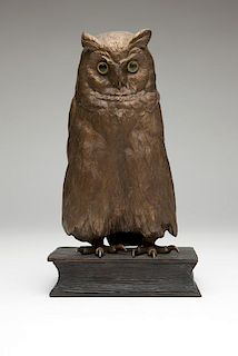 A cold-painted Vienna bronze figure of an owl