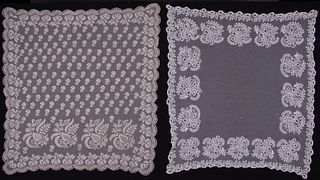 TWO EMBROIDERED BONNET VEILS, 1840s & 1860s