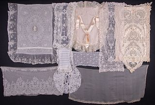 ASSORTED HOUSEHOLD TEXTILES & LARGE TAPE LACE PATTERNS, 1890-1920s