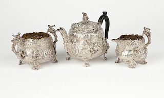 A three-piece .958 silver tea set, Edward Farrell