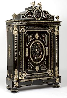 Napoleon III ebonized & applied-hardstone cabinet