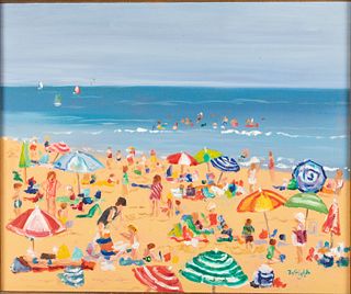 Molly Wright, Beach Scene, Oil on Canvas