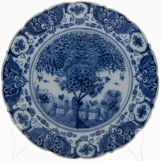 Dutch Delft Blue and White Charger, 18th Century