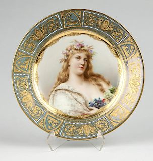 A hand-painted Royal Vienna-style portrait plate