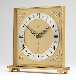 A Swiss gilt-brass table clock, Gubelin