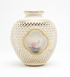 A Royal Worcester reticulated porcelain vase