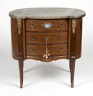 A French gilt-bronze mounted 3-drawer lamp table