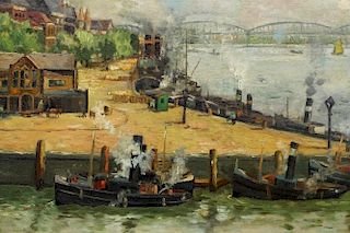 Impressionist European 'Dekker' Signed Harbor