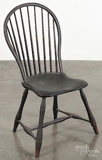 Bowback Windsor chair, ca. 1820, retaining an old dry varnish surface.